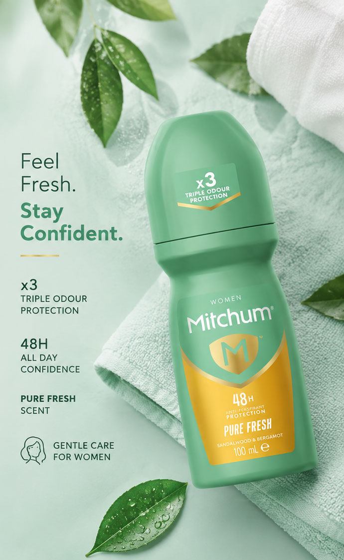 رول بدن زنانه Mitchum Pure Fresh